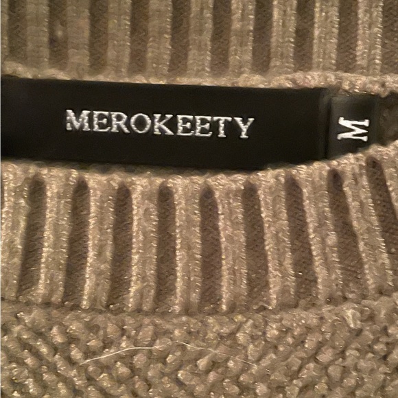 Men’s Medium Merokeety army green crewneck sweater EUC - Picture 2 of 3